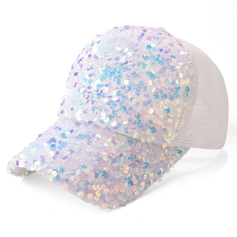 Adult Sequined Baseball Cap for Women and Men Kpop Shiny Peaked Caps Summer Autumn Mesh Adjustable Outdoor Travel Sunscreen Hat