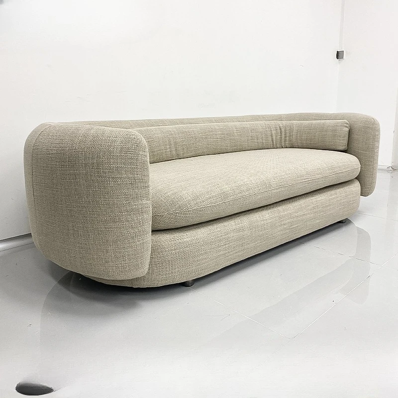 Fabric sofa, small apartment living room Nordic, simple cream style straight row