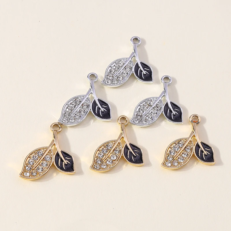 20 Stück 19x24mm Niedliche Kristall-Emaille-Baumblatt-Anhänger für die Herstellung von Halsketten, Ohrringen, Armbändern, DIY-Bastelarbeiten und Schmuckzubehör – Detail 6