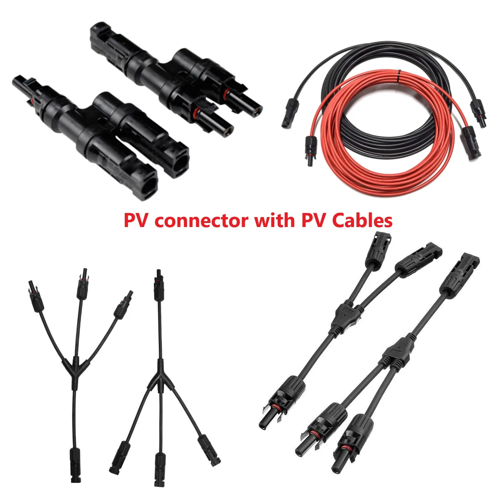 Solar PV Connector Y Type parallel 30A 1000V 2/3 Way Branch Connector Kits Photovoltaic Solar Cell Plug 3M Solar Connector Cable