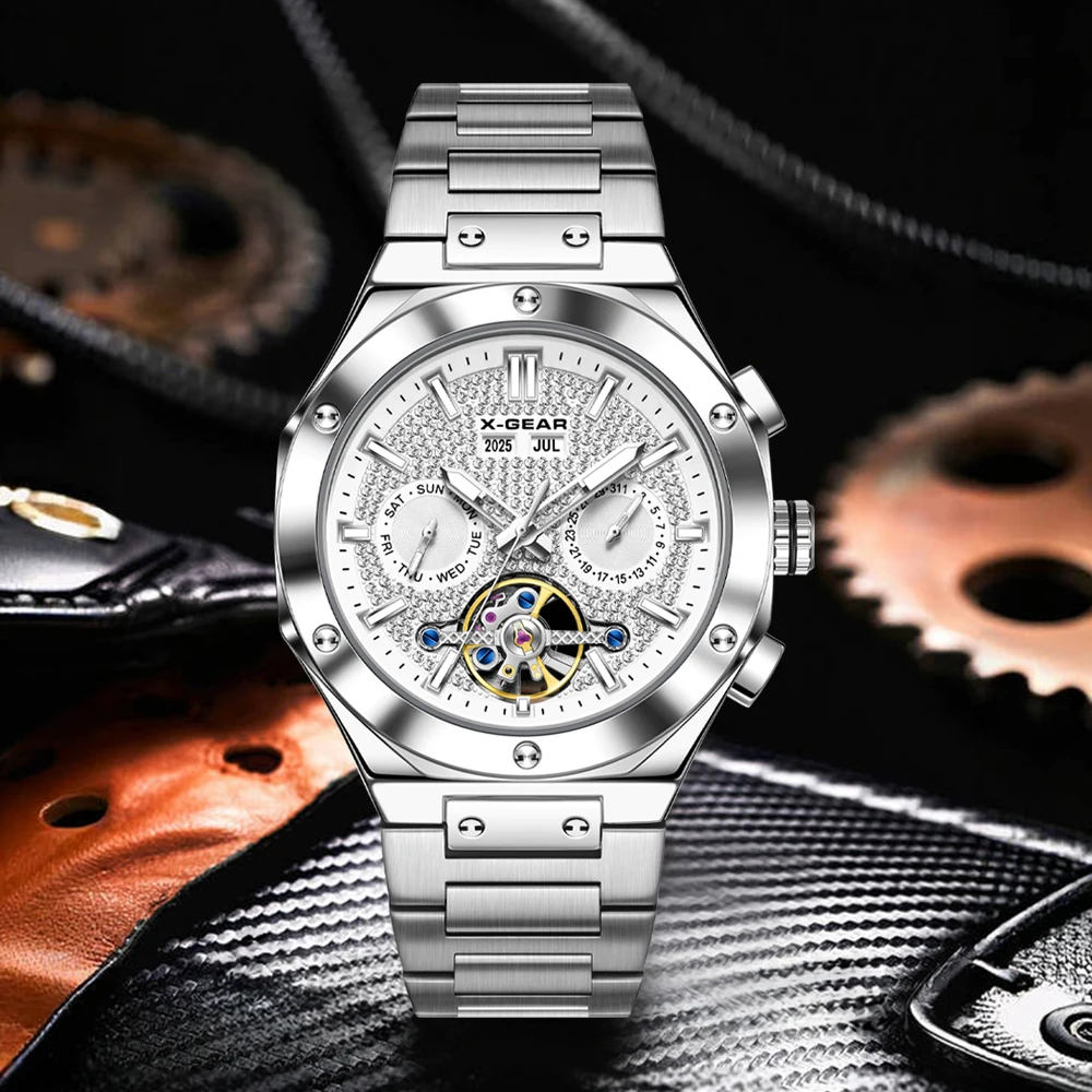 Men's Tourbillon Automatic Mechanical Watch Waterproof Luminous Luxury Watch view 3