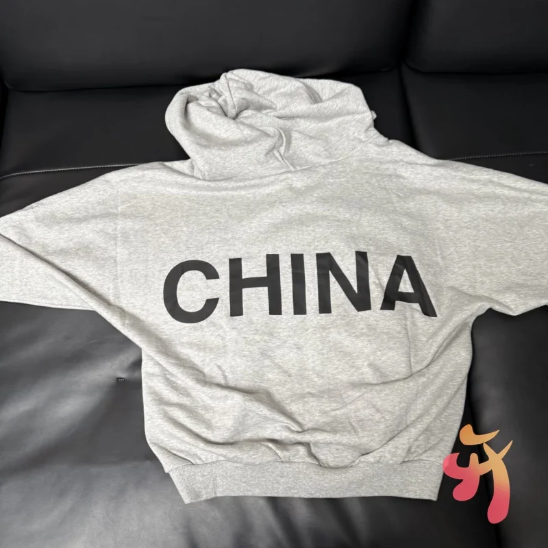 

American Street Winter Oversized Grey Kanye Jacket Men Women Casual China Letter Logo Zipper Hoodie Drawstring Hooded Sweatshirt