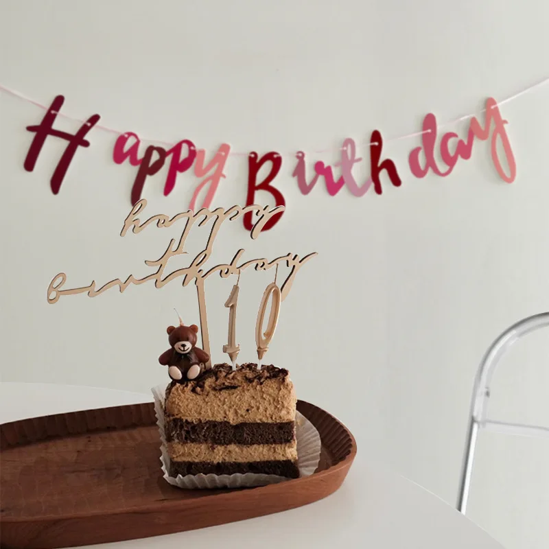 Ins nowa girlanda w stylu koreańskim, różowa, czerwona, różowy papierowy skrypt, wszystkiego najlepszego z okazji urodzin, Baby Shower, dekoracja tła z flagą księżniczki