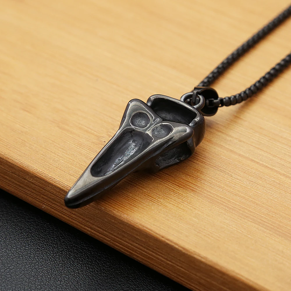 Vintage Nordic Vikings Raven Pendant Necklace Odin Animal Skull Stainless Steel Necklaces For Men Women Fashion Amulet Jewelry