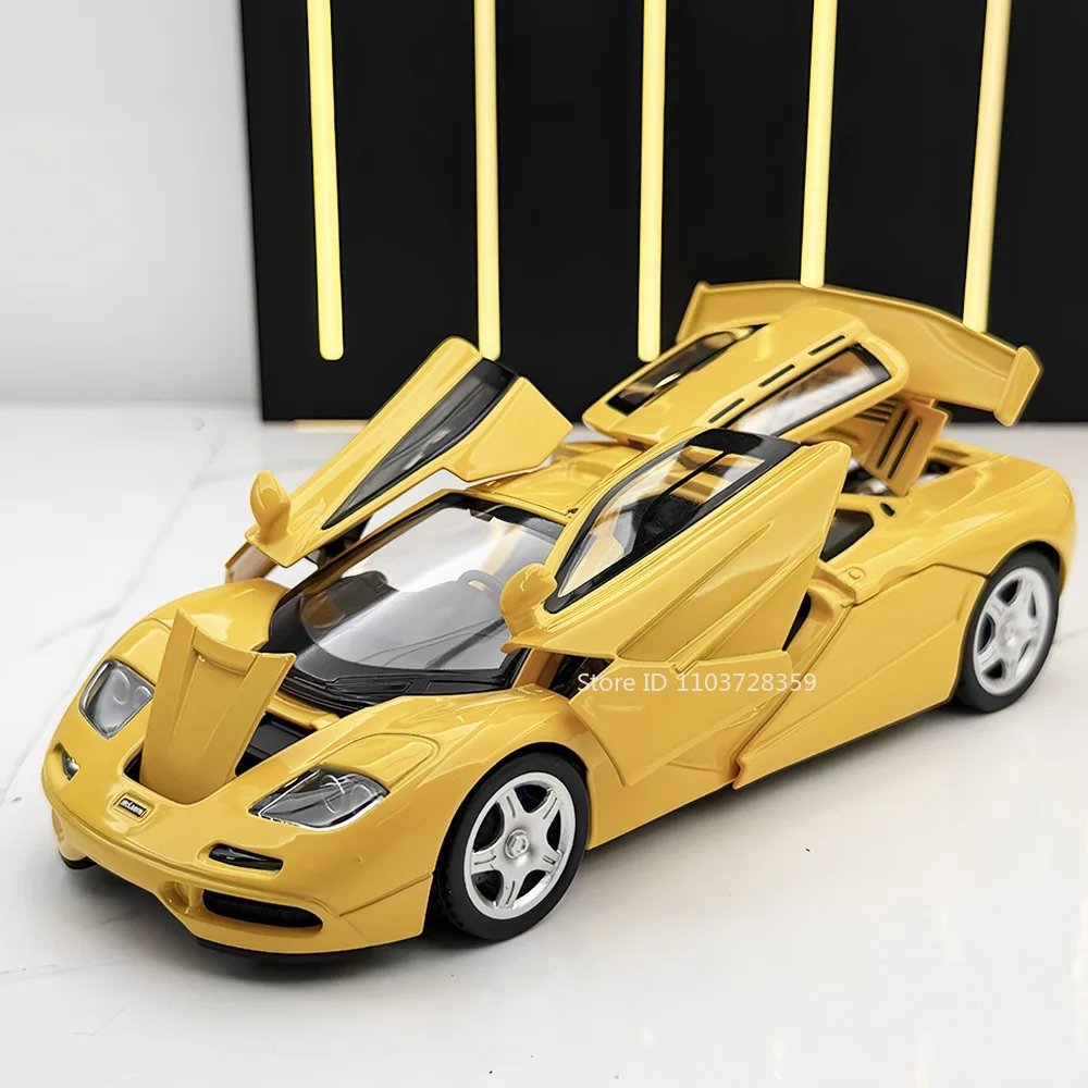 

1:32 Scale F1 765LT Sports Car Model Toys Alloy Diecast Miniature Supercars Sound Light Doors Opened Pull Back for Kids Gifts