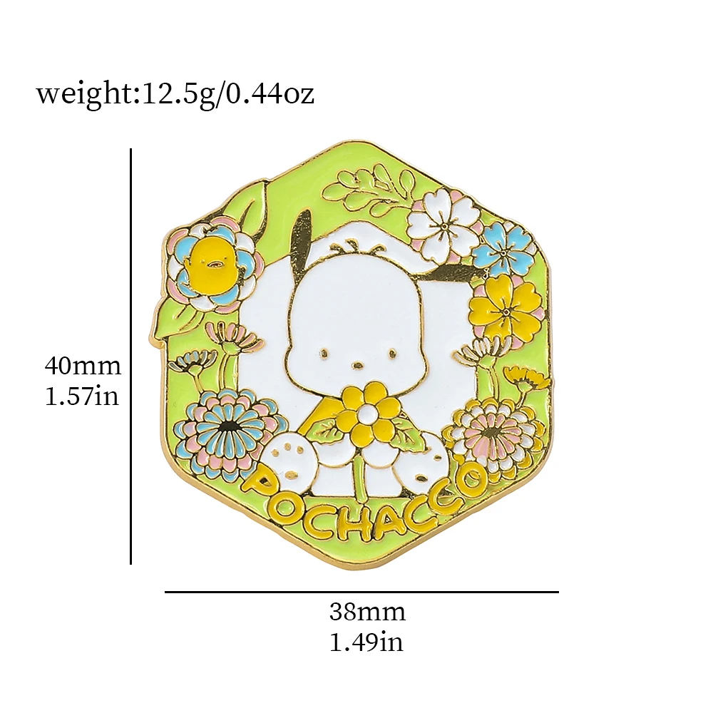 Sanrio Pochacco Kawaii Brooch My Melody Brooch Pin Cinnamoroll Enamel Badges for Backpack Cartoon Brooches Gift