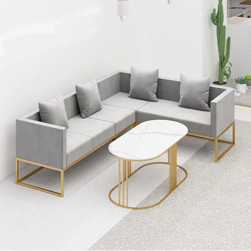 Cafe sofa combination, dessert shop afternoon tea booth studio simple L-shaped reception sofa