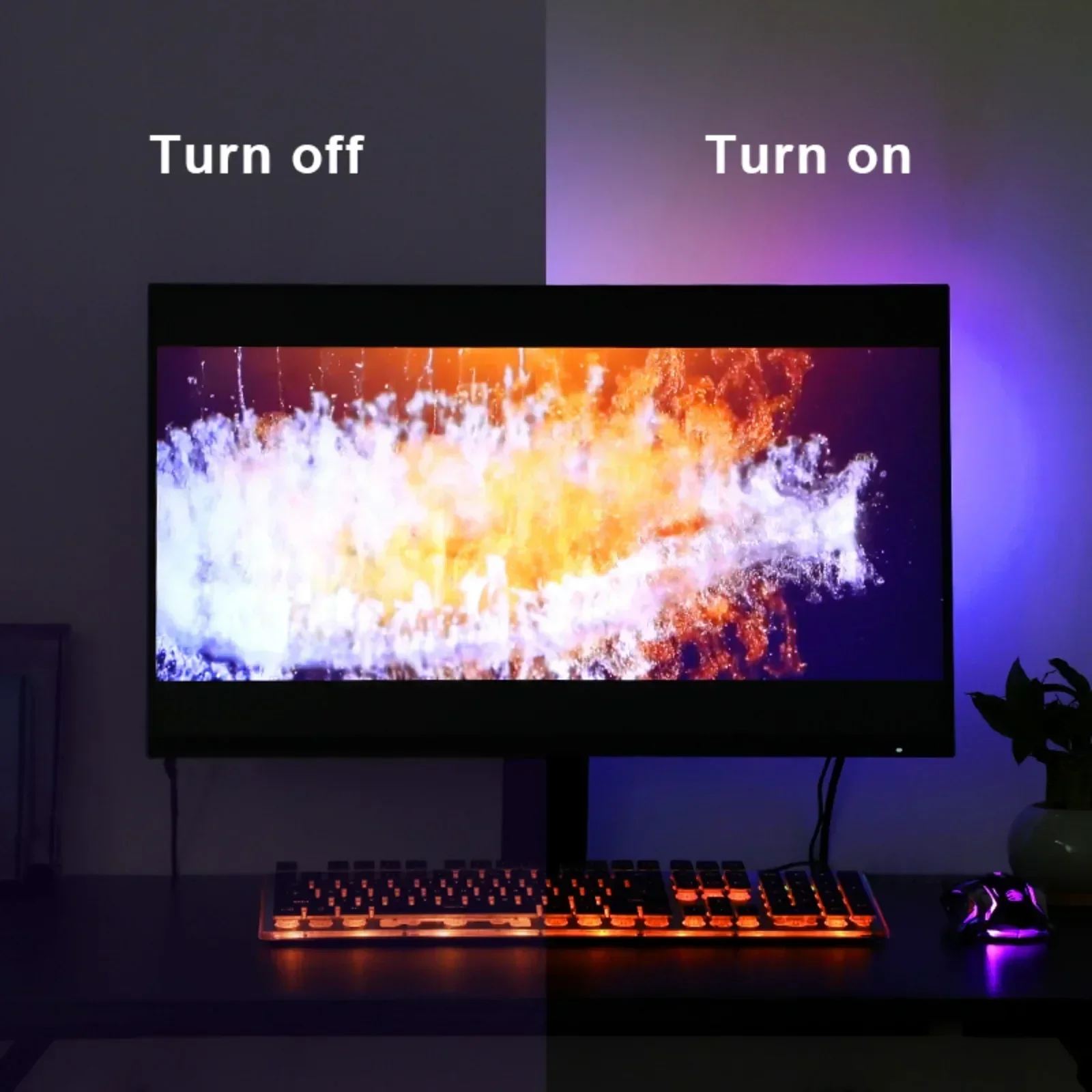 5V WS2812B 60 LED RGB Strip Light with USB Sync Controller for PC 27 to 32 Inch Monitor Backlight DIY Ambient Lighting