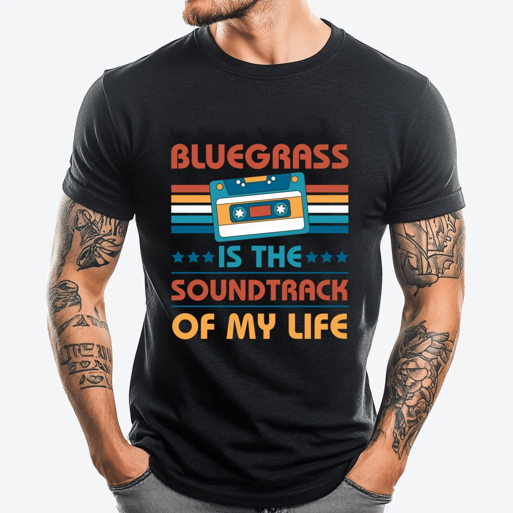 

Bluegrass Is The Soundtrack To My Life Cassette Streetwear Men Limited Time Special Meme Tshirt T Shirts