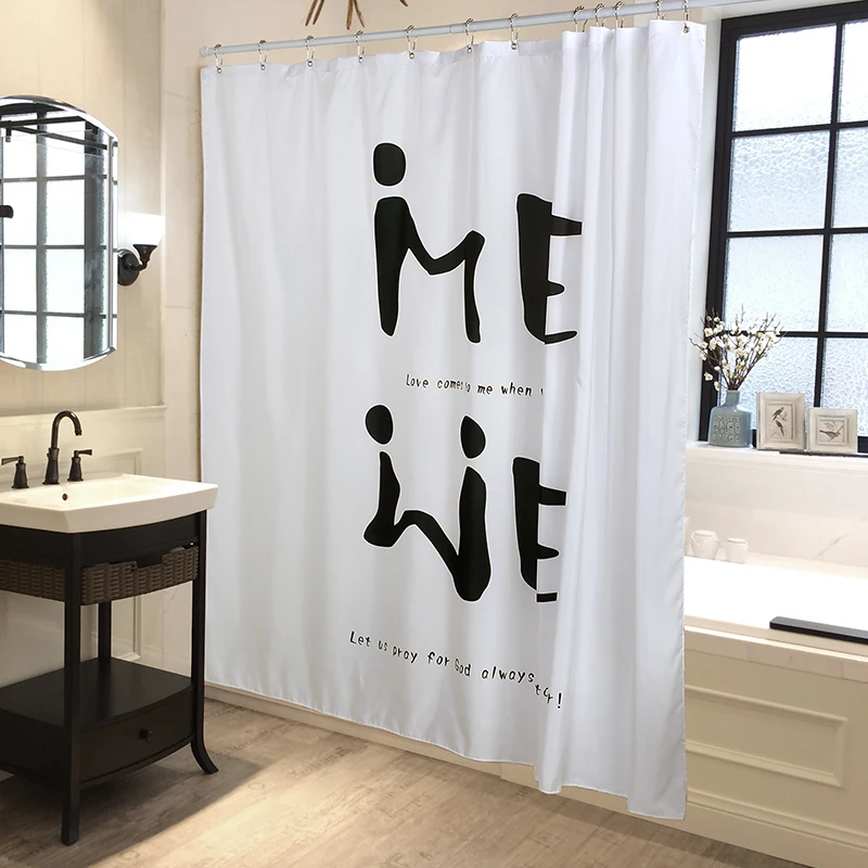 

White Simple Nordic Modern Shower Curtain Decor Design Bathroom Curtain Drapes Fabric Rideau De Douche Home Accessories BJ50YL