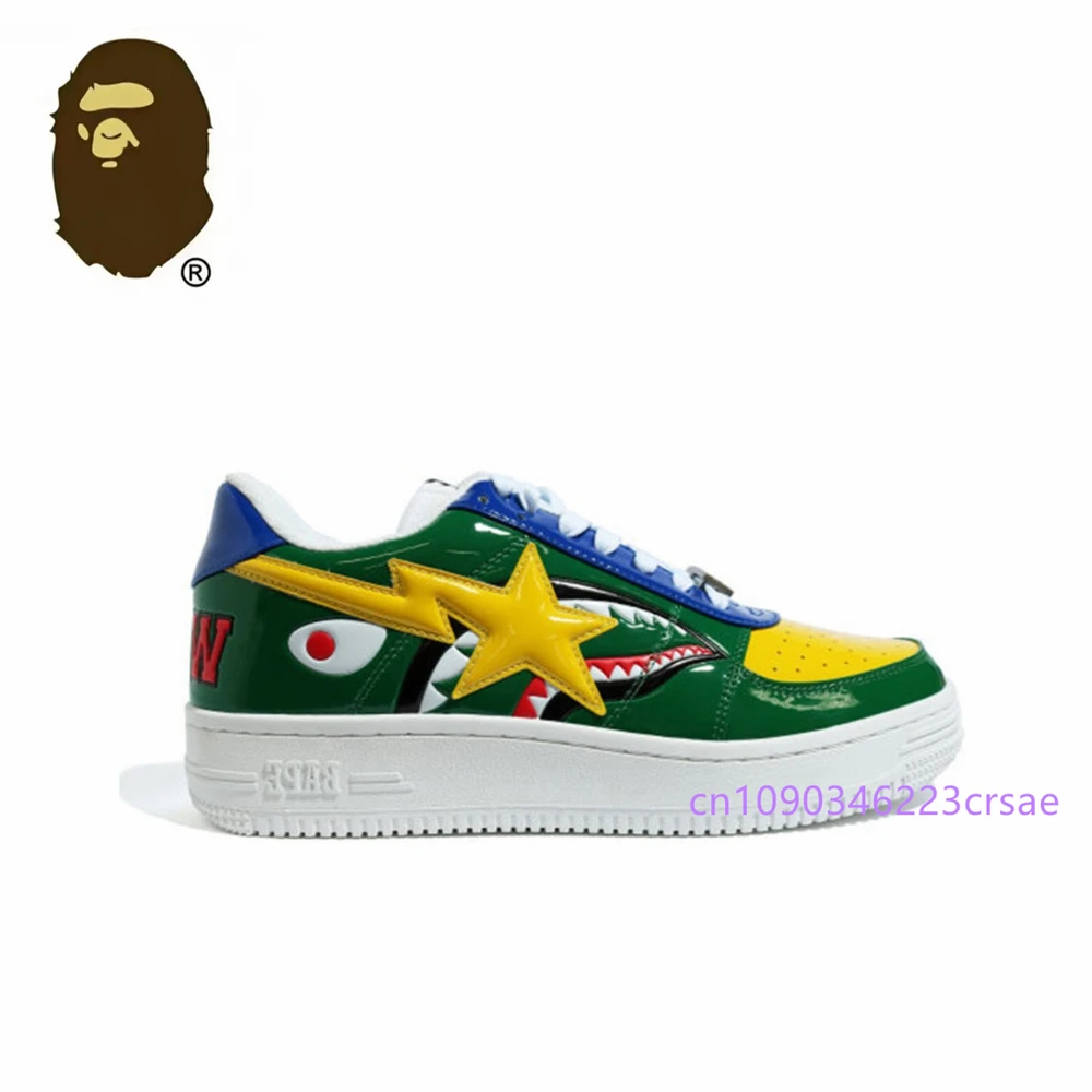 Original Bape Sta Men Women None-Slip Skateboarding Shoes Shark Teeth Casual Bapesta Athletic Walking Sneakers Eur36-Eur46