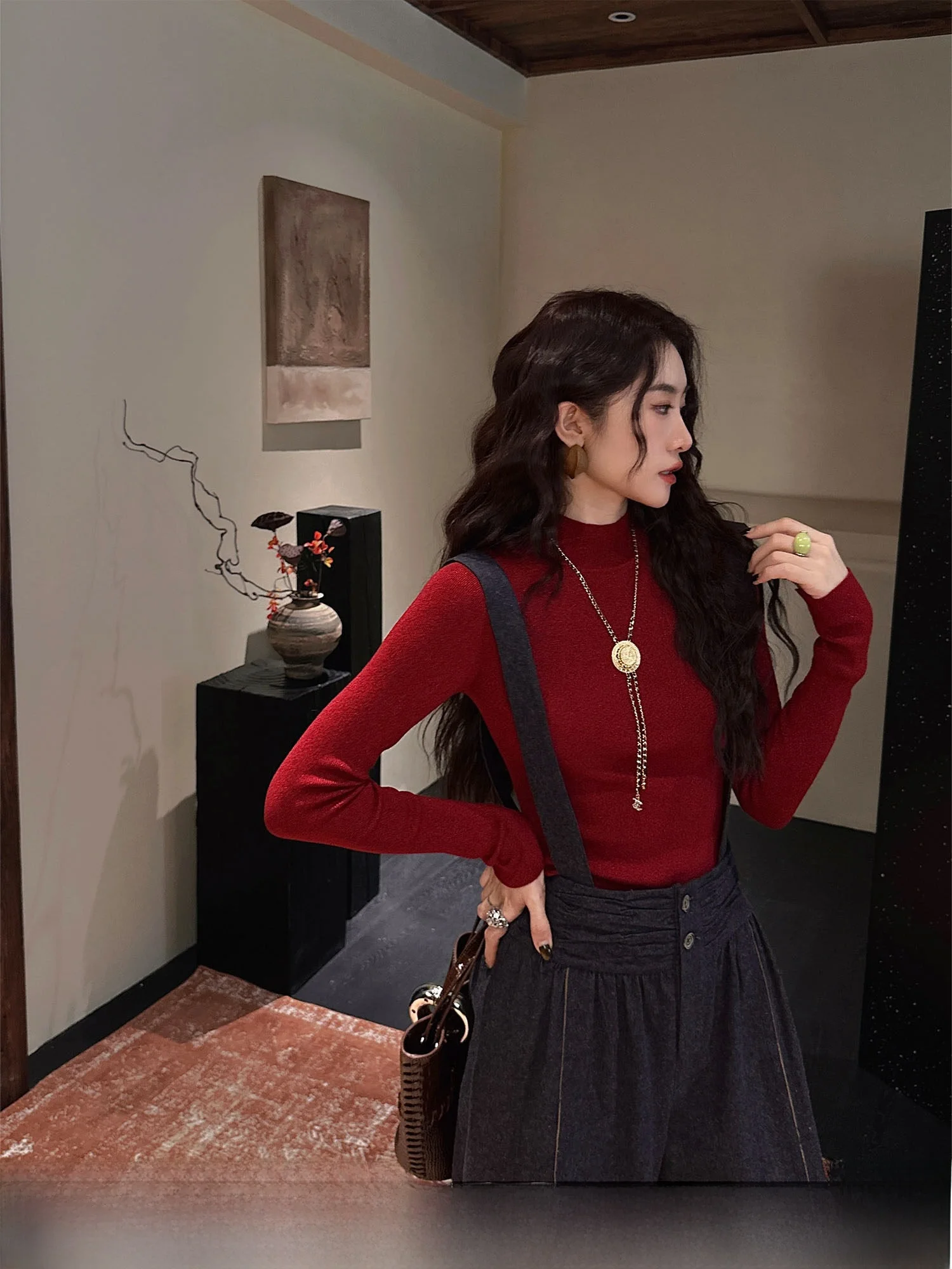 

Вязаный шерстяной свитер Sanji Bla Flower для женщин, базовый слой, модный, новинка 2025 года, из смесовой ткани, комфортный крой