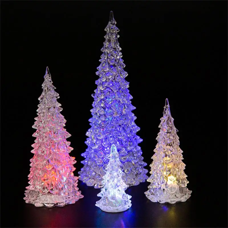 New Christmas Acrylic Xmas Tree Color Changing Led Night Light Lamp Home Decoration Christmas Tree Ornaments Navidad Wedding