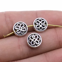WYSIWYG 10pcs 10x10mm Round Flower Spacer Beads Antique Silver Color Loose Beads For Jewelry Making Bracelet DIY Handmade Craft