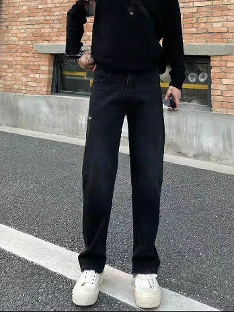 

Мужские джинсы прямого кроя для осени и зимы, повседневные, модные, с эффектом потертости, удобные, свободные, для ежедневной носки