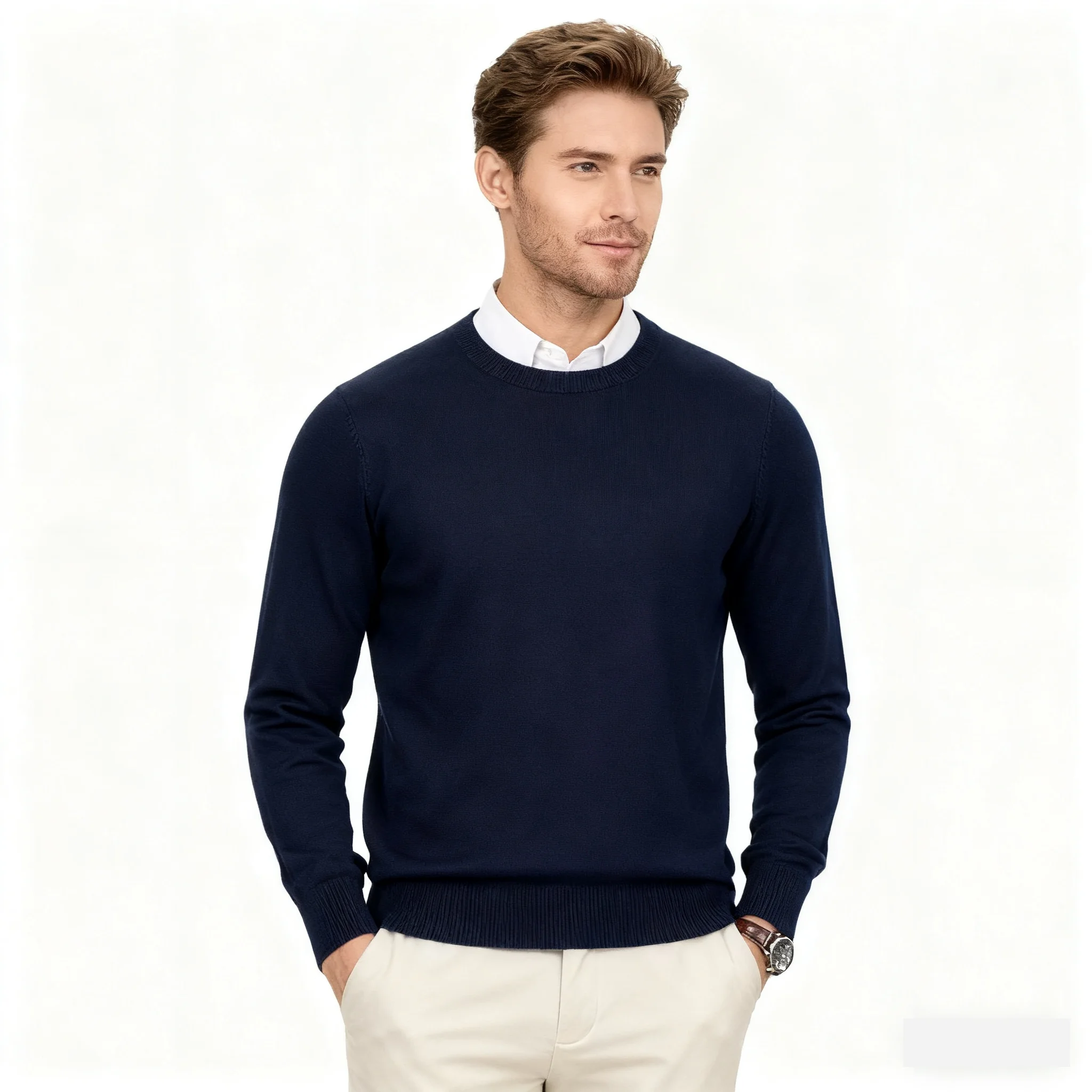 navy blue O-Neck