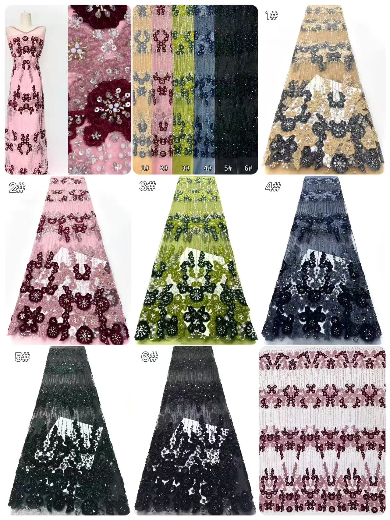 Nigeryjska luksusowa tkanina z cekinami, aksamitna koronka 2025, wysokiej jakości afrykańska koronka z koralikami dla kobiet, na suknie ślubne i imprezowe CC1674