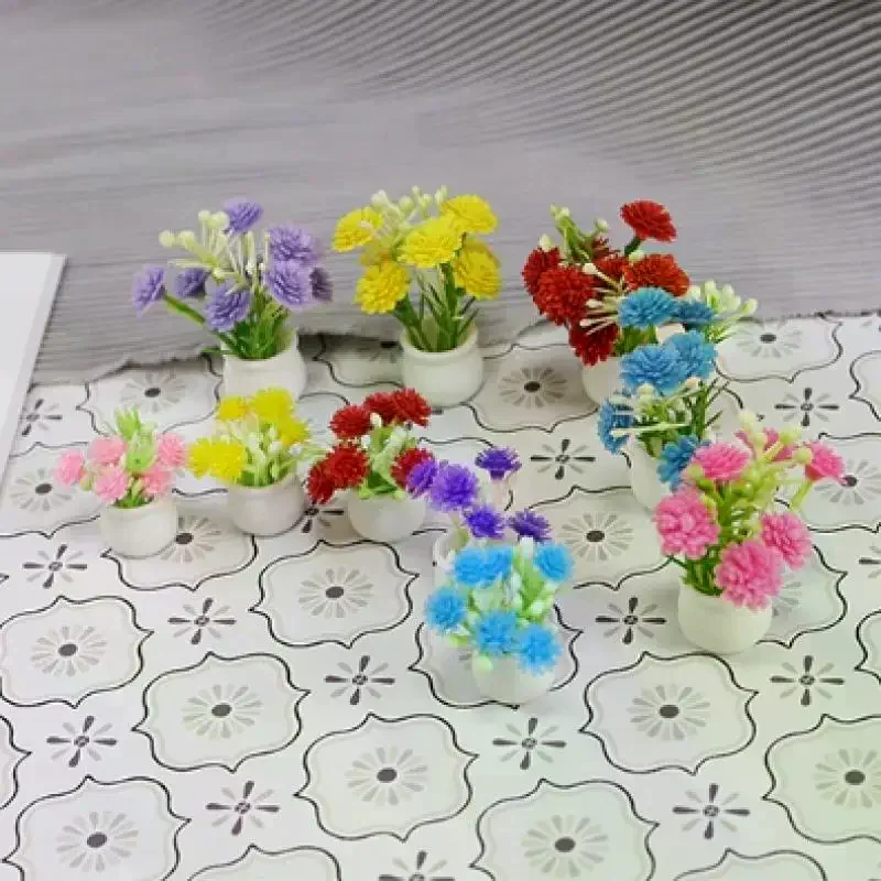 Maison de poupée Miniature à fleurs artificielles vibrantes, 1 pièce, accessoires de meubles pour décoration de maison de poupée, jouets de jeu pour enfants, 1/12