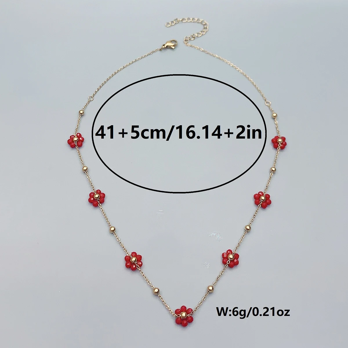 1 Autumn and Winter Fashion Girls New Stainless Steel Flower Necklace Collarbone Chain Red Beaded Item Accessory Dating Gift