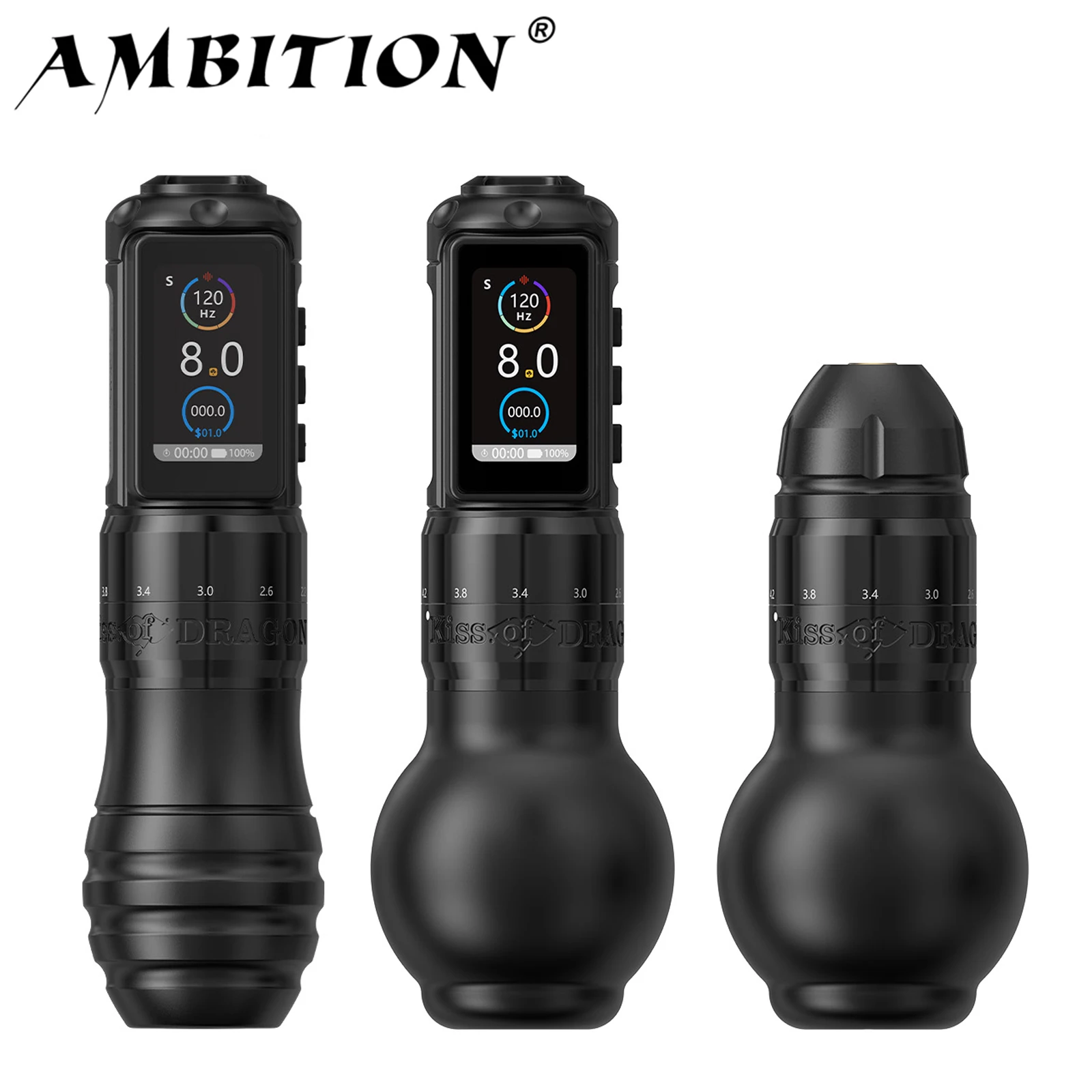 Ambition Traveler-T2 Tattoo Pen Wireless Adjustable Stroke 2.2-4.2mm Tattoo Machine Grip 54mm+42mm with 2000mAh Battery Capacity