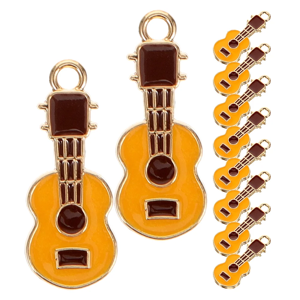 20 Pcs Guitar Pendant Keychain Charms Instrument Tuner Gold DIY Decorative Jewelry Making Pendants