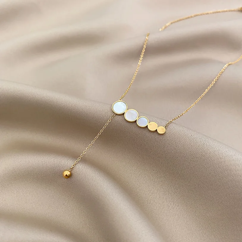 316L Stainless Steel New Fashion Fine Jewelry Vintage Gradient Size Round Tassel Charm Chain Choker Necklaces Pendants For Women
