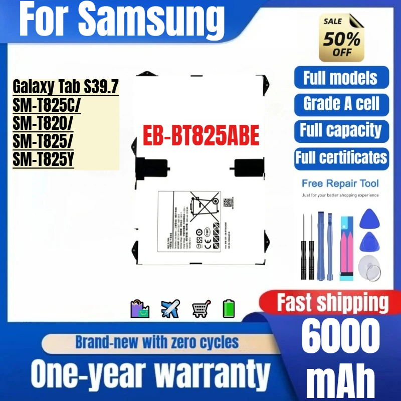 EB-BT825ABE for Samsung Galaxy Tab S39.7/SM-T825C/SM-T820/SM-T825/SM-T825Y Tablet Battery 0 Cycle Replacement Bateria with Tools