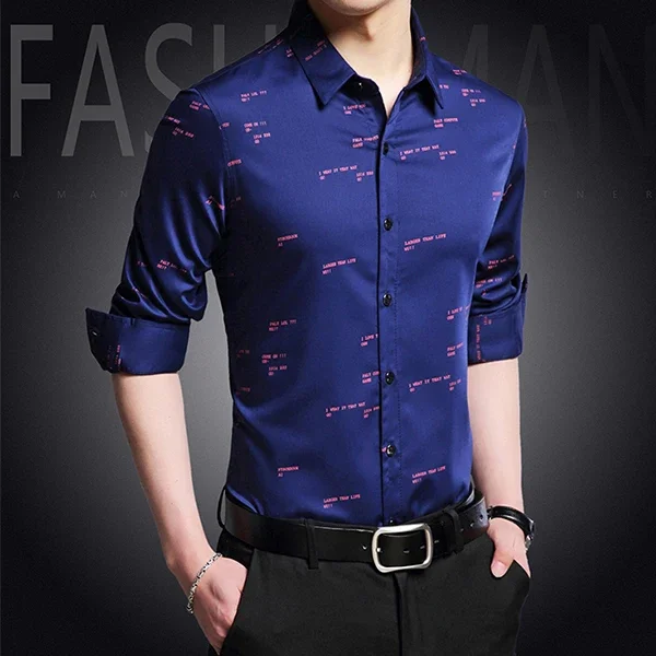 Men\'s Casual and Fashionable Long Sleeved Printed Shirt, Non Ironing and Wrinkle Resistant Business Top