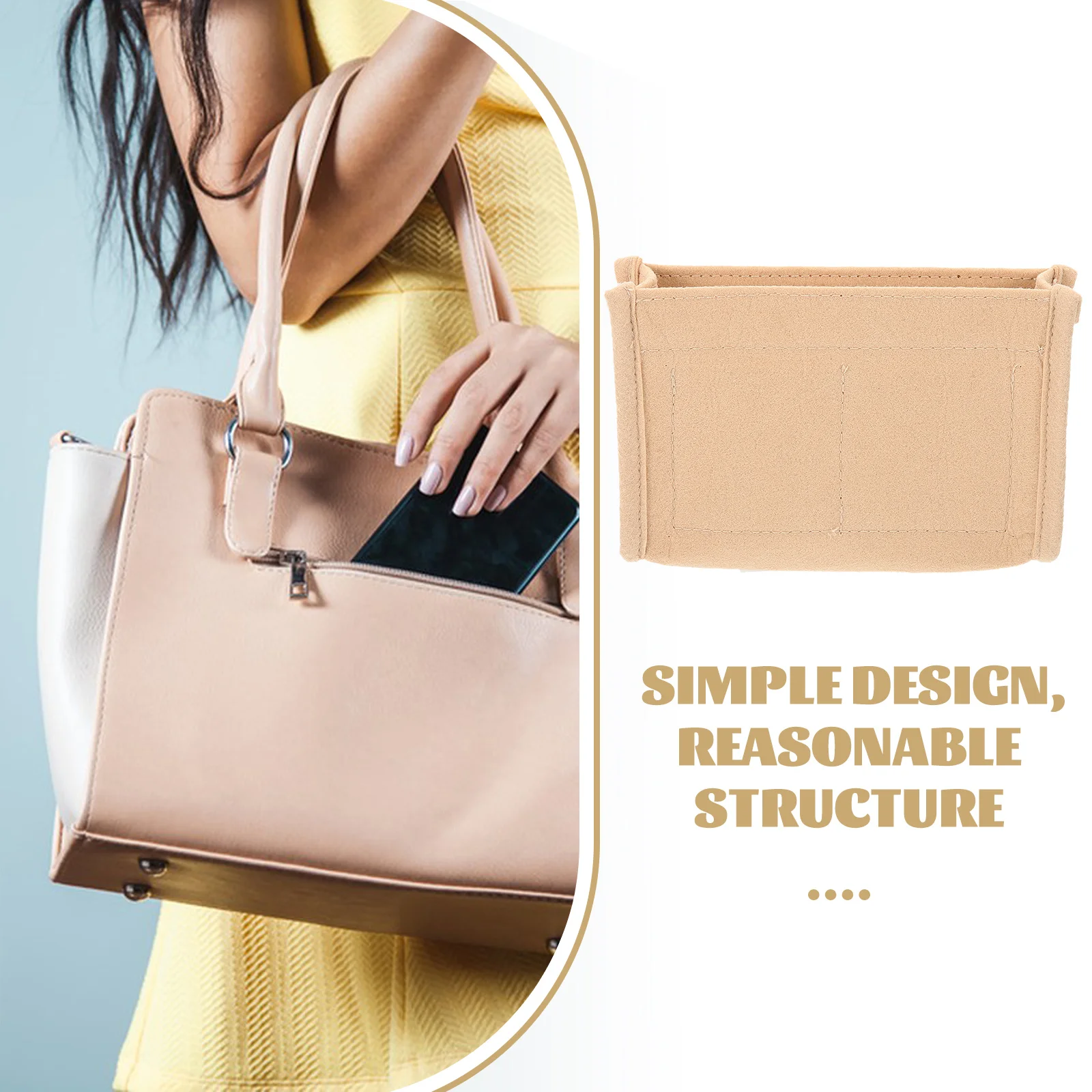 

Felt Makeup Bag ganizer Insert Large Tote Liner Travel Purse Storage Compartment Design Handbag Insert Practical Sturdy Women