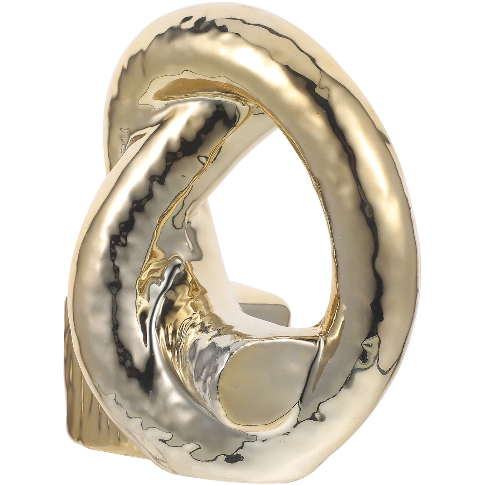 

Ceramic Loop Knotting Craft Bright Gold Color Decorative Ornament for Table Bedroom Living Room Home Accent Decoration