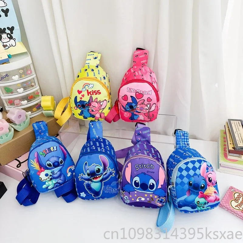 Disney stitch crossbody saco para crianças mini bonito dos desenhos animados impressão ombro único design elegante para jogar ao ar livre e rua wear