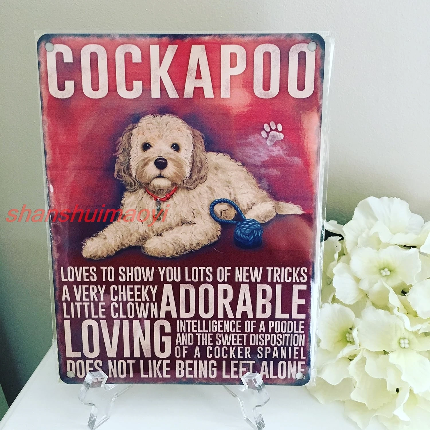 shan Co Cockapoo Dog Loving Adorable Cheeky Chic N Shabby Vintage Metal Sign 1pc