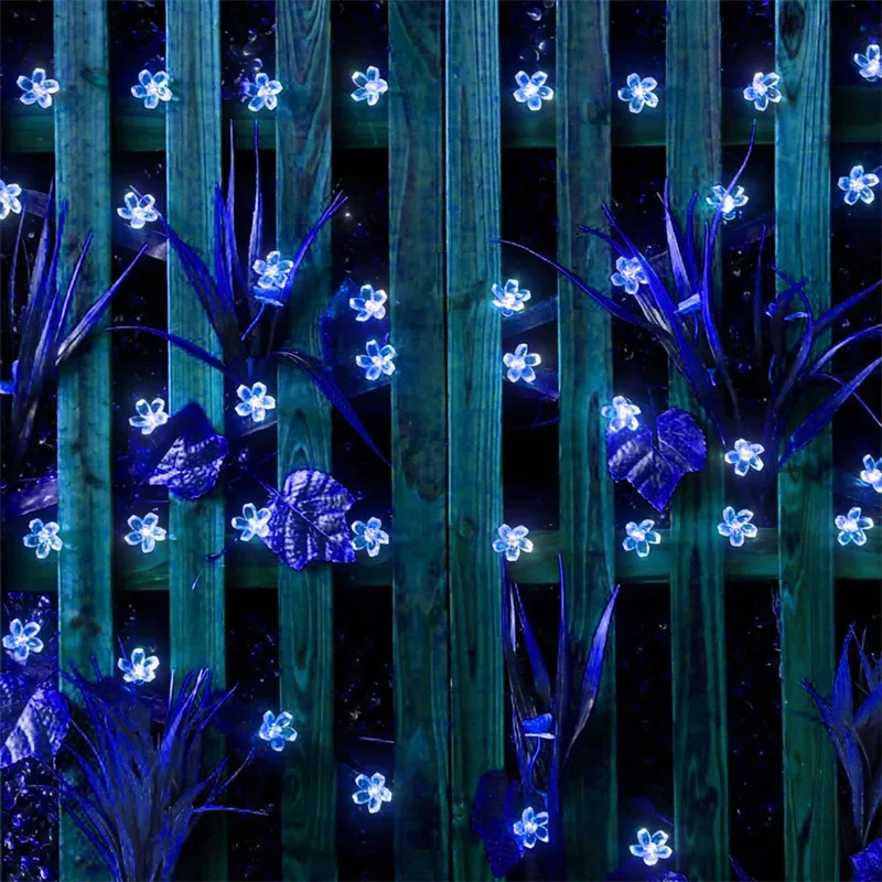 1pc 5/7/12/22M Solar String Sakura Lichter 20/50/100/200LEDS Im Freien Wasserdichte Festival Garten Dekorative Lichter – Detail 3