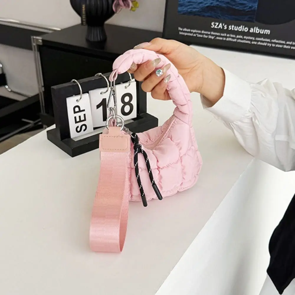 Fashion Solid Color Cloud Pleated Coin Purse Quilted Korean Style Small Wallet Mini Handbag Bag Pendant Travel