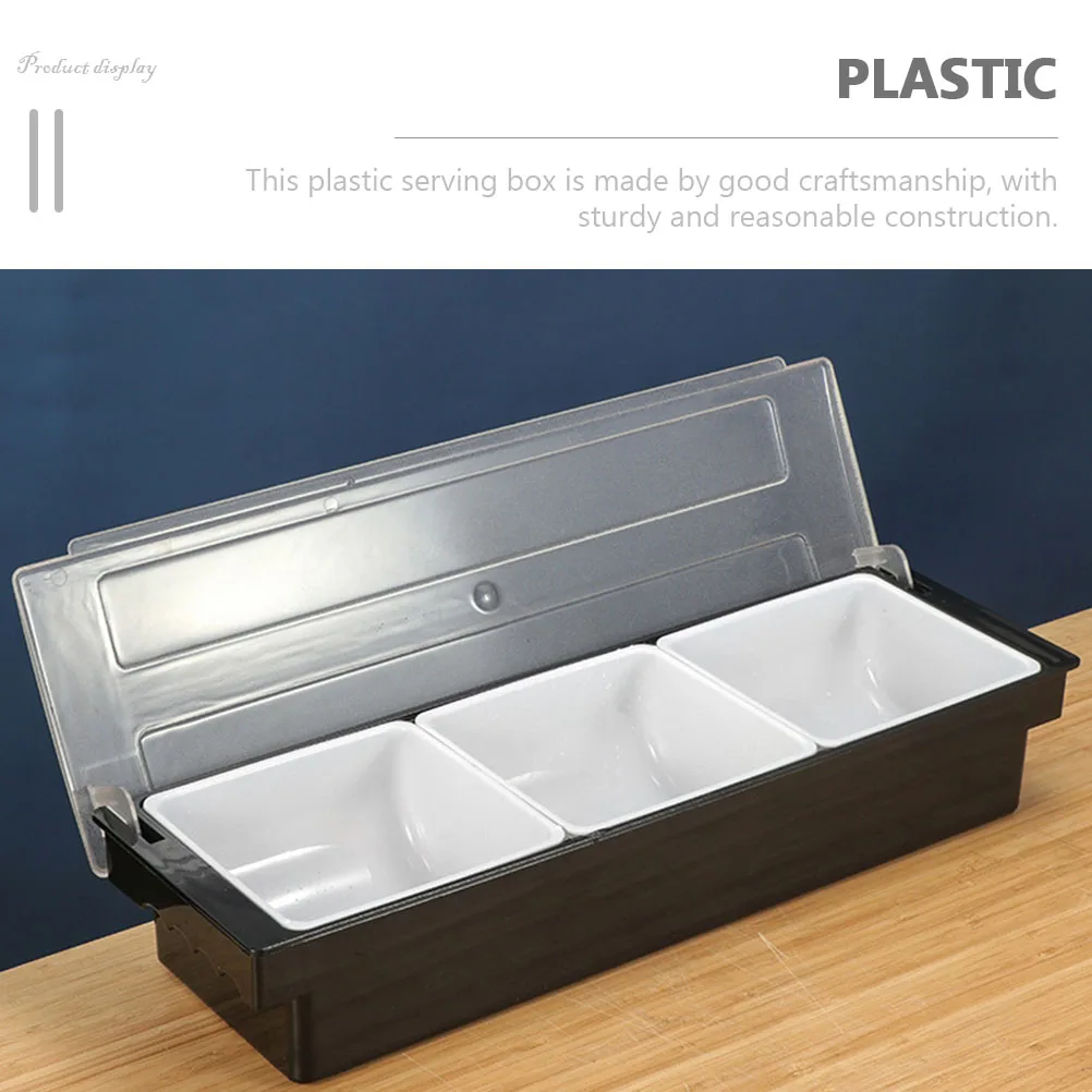 

Seasoning Box Condiment Organizer Plastic Three Compartment Food Container Divided Storage Containers Desk