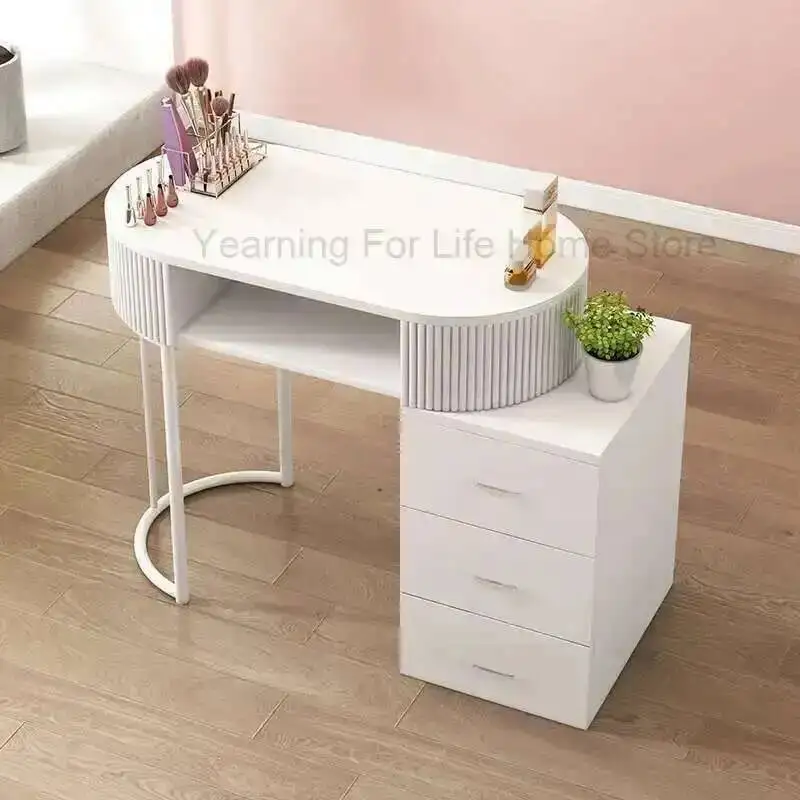

White Design Kawaii Nail Desk Stand Organiser Storage Aesthetic Modern Nail Table Art Manicure Scrivania Per Unghie Furniture