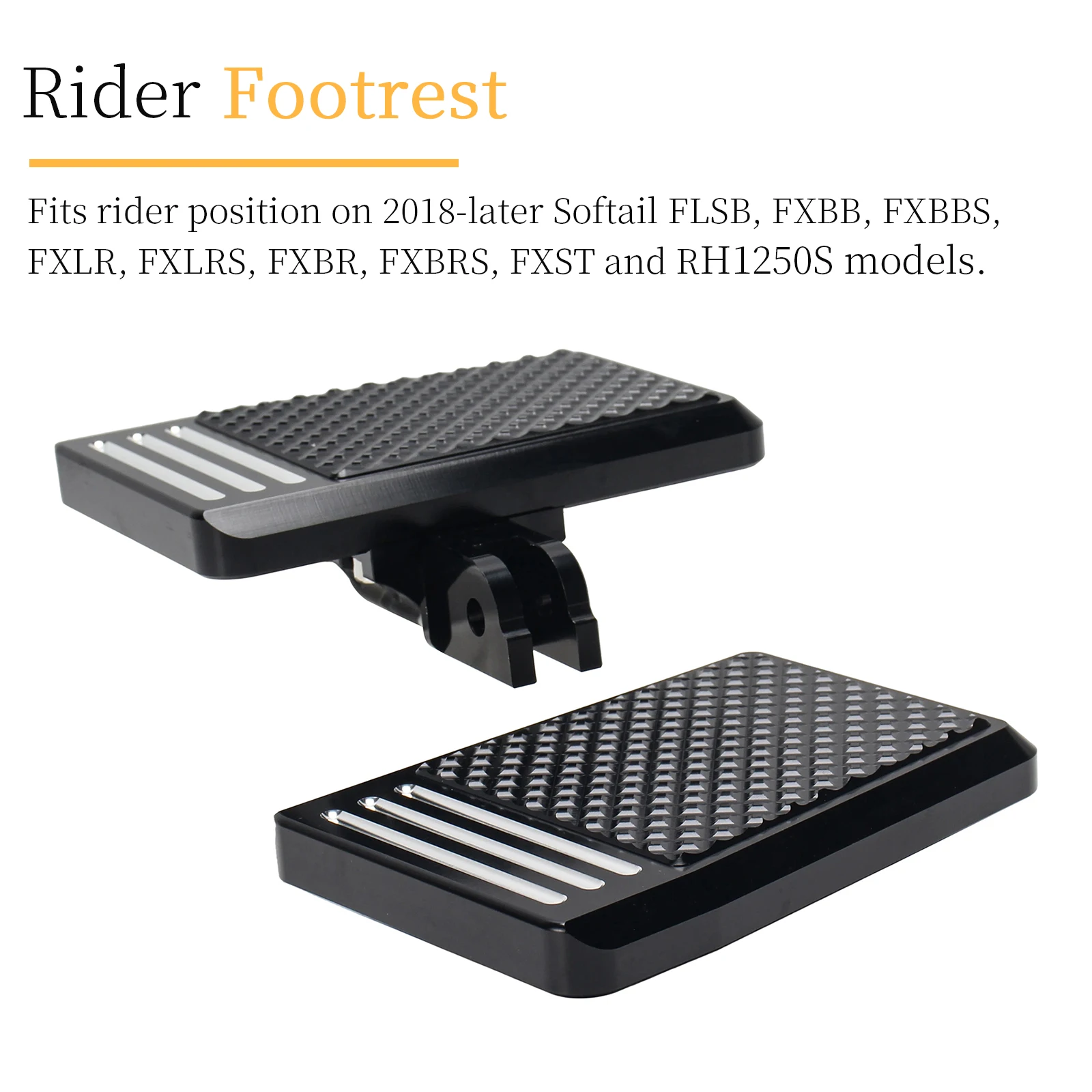Motorcycle Front Footpegs Rider Footrest For Harley 2018+ Softail FLSB, FXBB, FXBBS, FXLR, FXLRS, FXBR, FXBRS, FXST and RH1250S