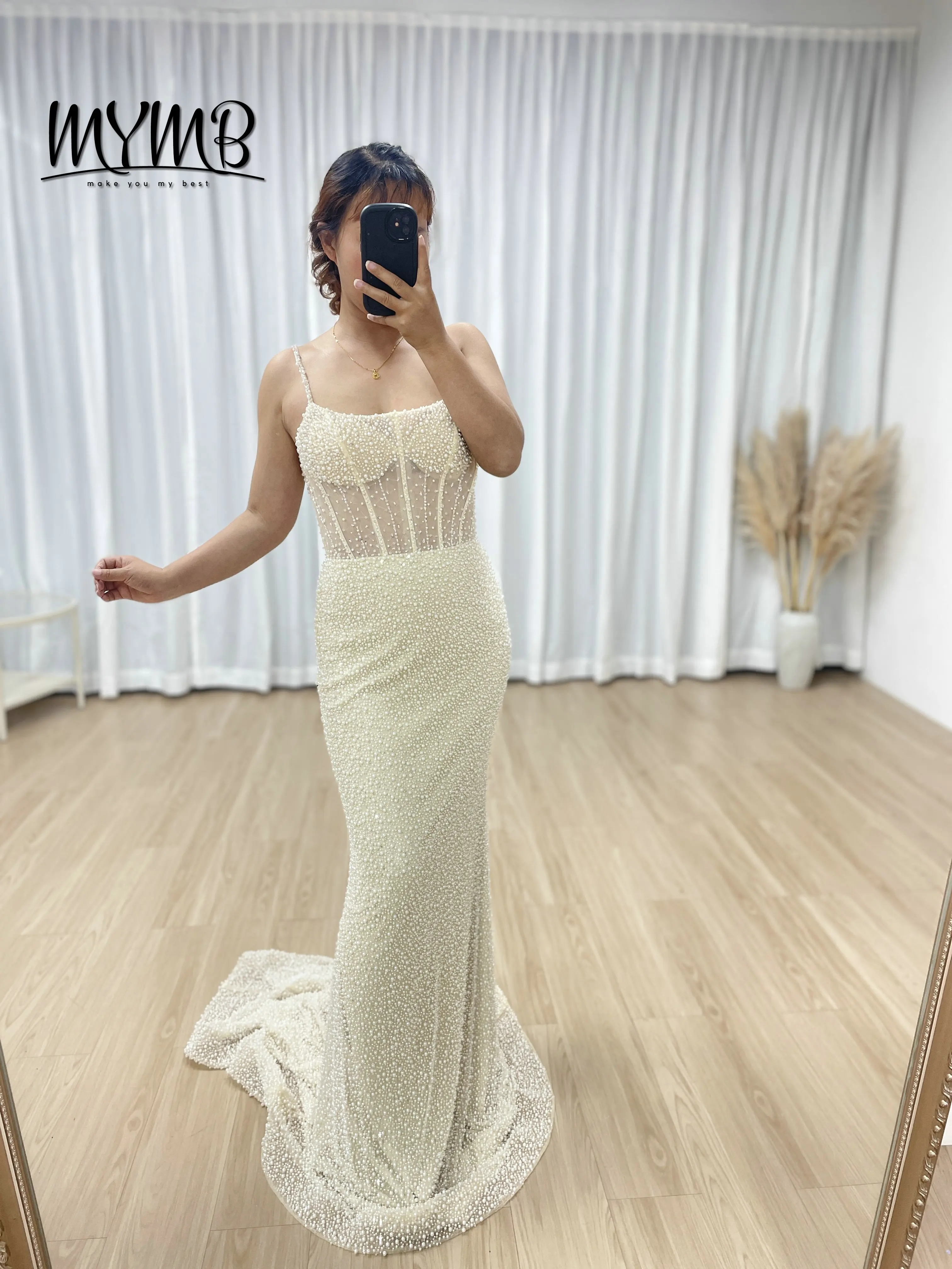 MYMB Embellished Dazzling Beads Luxury Elegant Sexy Spaghetti Strap See Through Party Dress With Detachable Cap Sleeve MB40312