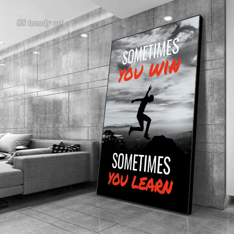 Motivational Qoutes Poster Sometimes You Win ,Sometimes You Learn Canvas Painting Character Inspiration Wall Art Home Wall Decor