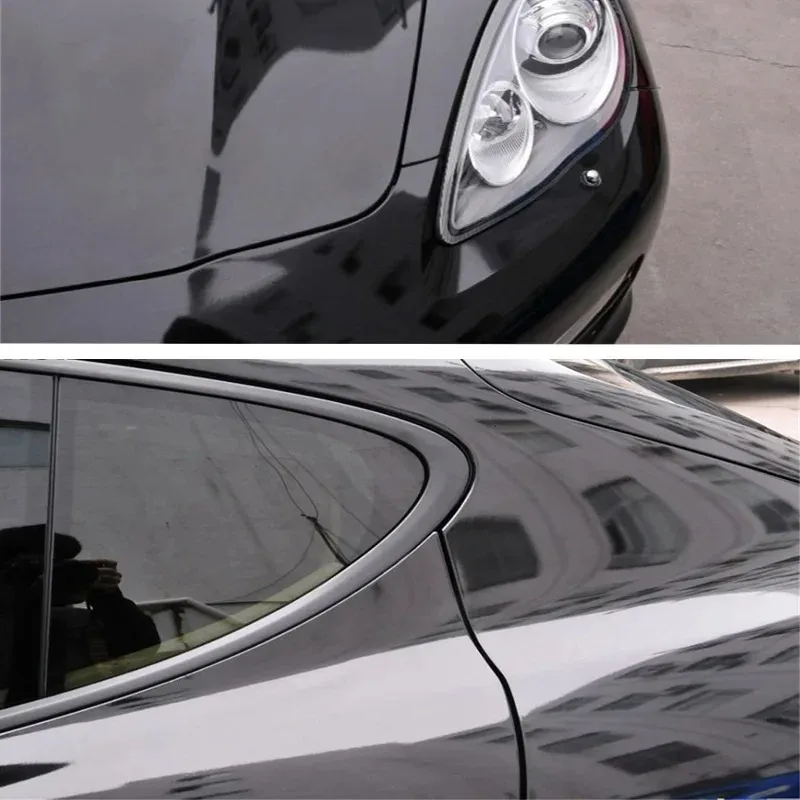 سيارة لمعان الفينيل التفاف فيلم أسود مشرق اللون ملصق سيارة دراجة نارية الجسم التصميم الشارات أعواد تزيين اكسسوارات 150x50 سنتيمتر