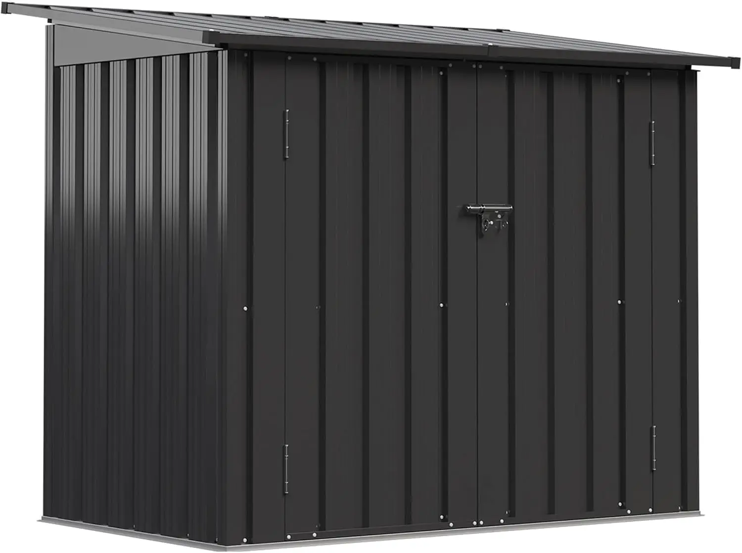 Outdoor Storage Cabinet Metal Shed With Floor, Weatherproof Tool Box Organizer With Hydraulic Lift Lid And Lockable Doors For Patio Garden Garage, Utility Shelter, Black