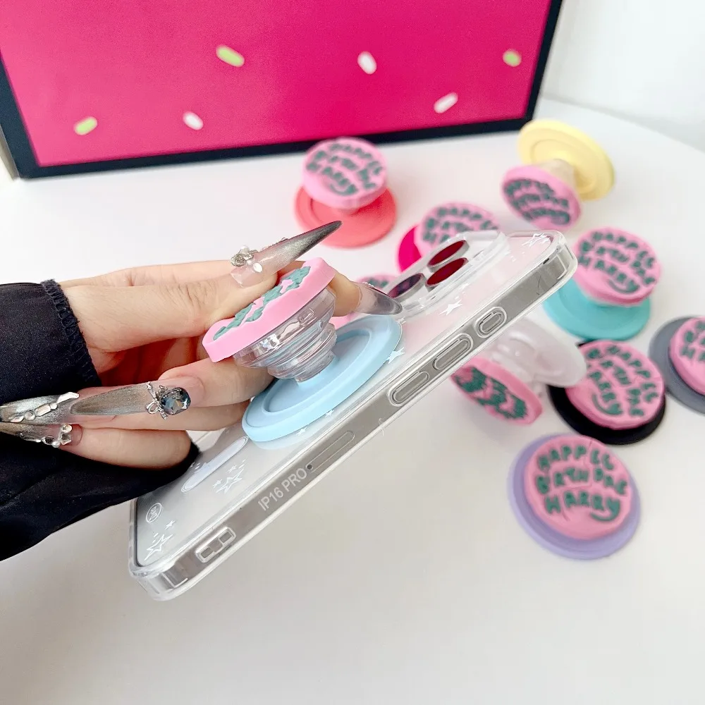 Coreano 3D carino lettera inglese rosa per supporto per impugnatura per telefono Magsafe Tok per iPhone Google anello magnetico pieghevole universale