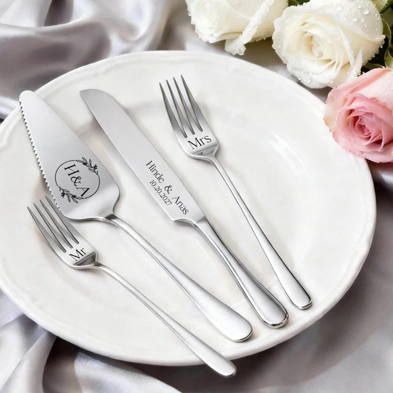 Personalized Cake Cutting Set, Wedding Cake Knife Set, Custom Cake Cutting Knife and Fork for Wedding Gift, Wedding Decoration