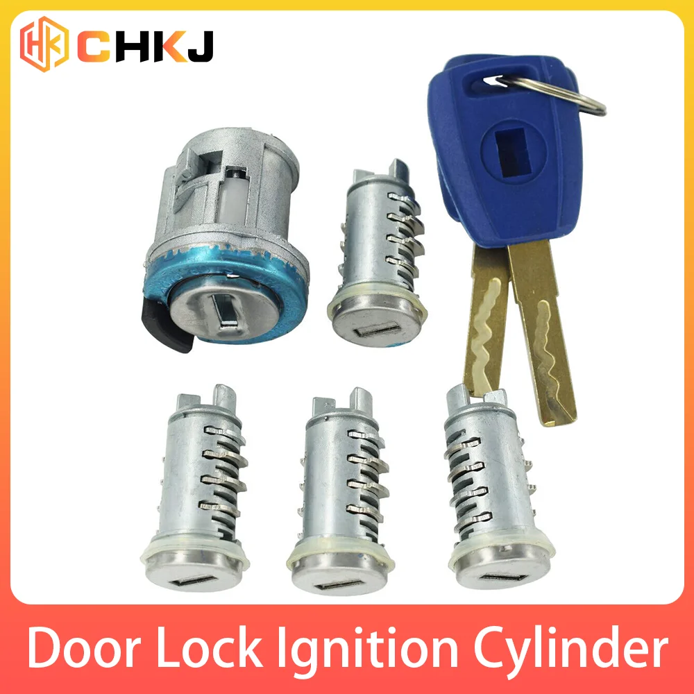 CHKJ Car Ignition Lock Set Switch Door Lock Barrel Cylinder Set For Fiat Doblo Cargo Panda Punto SIP22 Blade