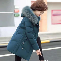 Size 5XL Mother Winter Coat With Fur Collar Elderly Cotton Padded Jacket Womens Thicken Down Padded Jacket Hooded Parka