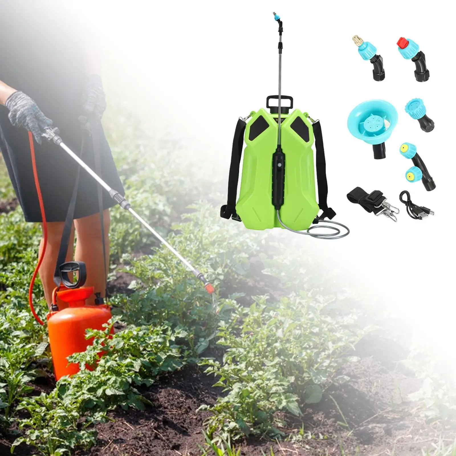 

Electric Sprayer Pump Adjustable Telescopic Rod High Pressure Mist Watering System for Outdoor Terrace Gardening