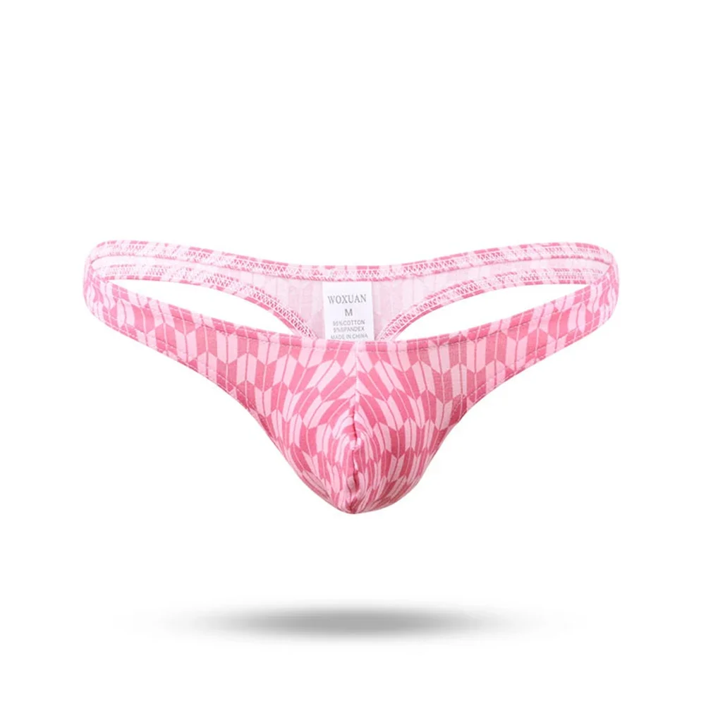 Cuecas de algodão de cintura baixa para homens, cuecas convexas em U, calcinha com fio-dental macia, calcinhas, cuecas