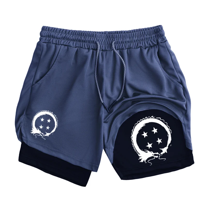

Men'S Graphic Print 2-In-1 Quick Dry Athletic Shorts Summer Workout Running Training Gym Shorts With Phone Pocket
