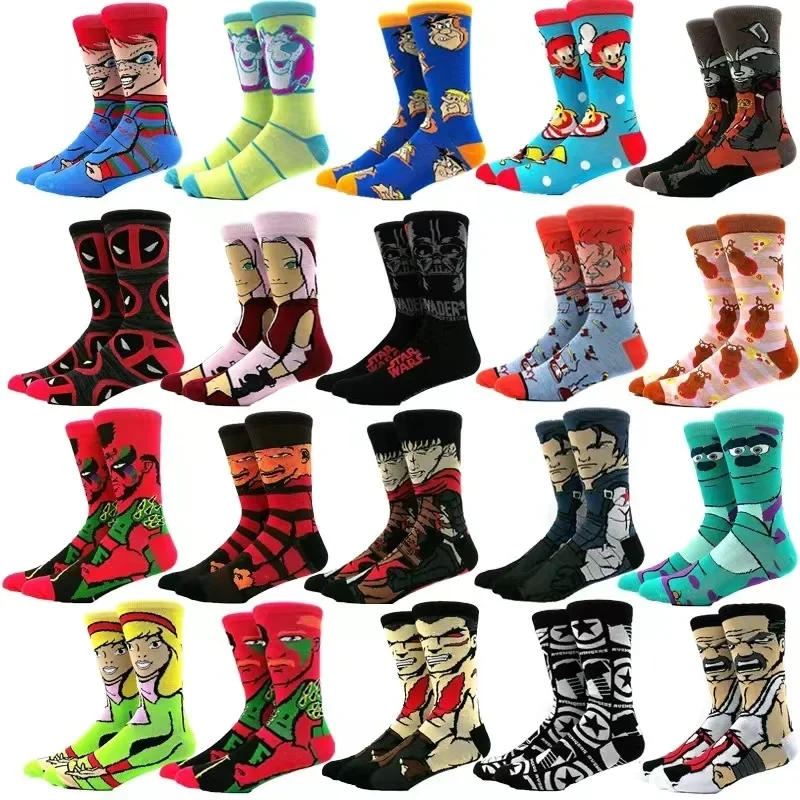 Clown Ghost Doll Horror Series Long Socks Men Women Halloween Xmas Stocking Movie Cosplay Hosiery Cotton Hip Hop Netherstock