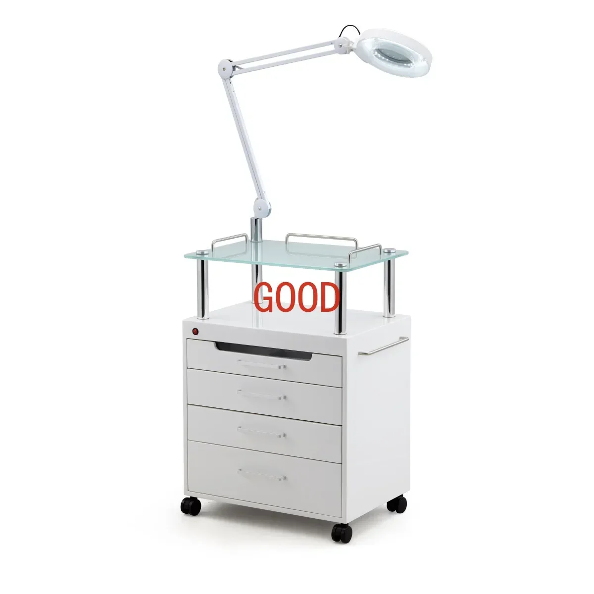 

Wholesale Shop Equipment Carts Manicure Chair Beauty Trolley Cart with Folding Lamp Furniture Modern
